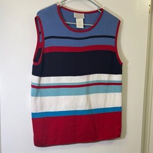 Designers Originals Blue and Red Striped Sweater Cotton Knit sweater top size XL